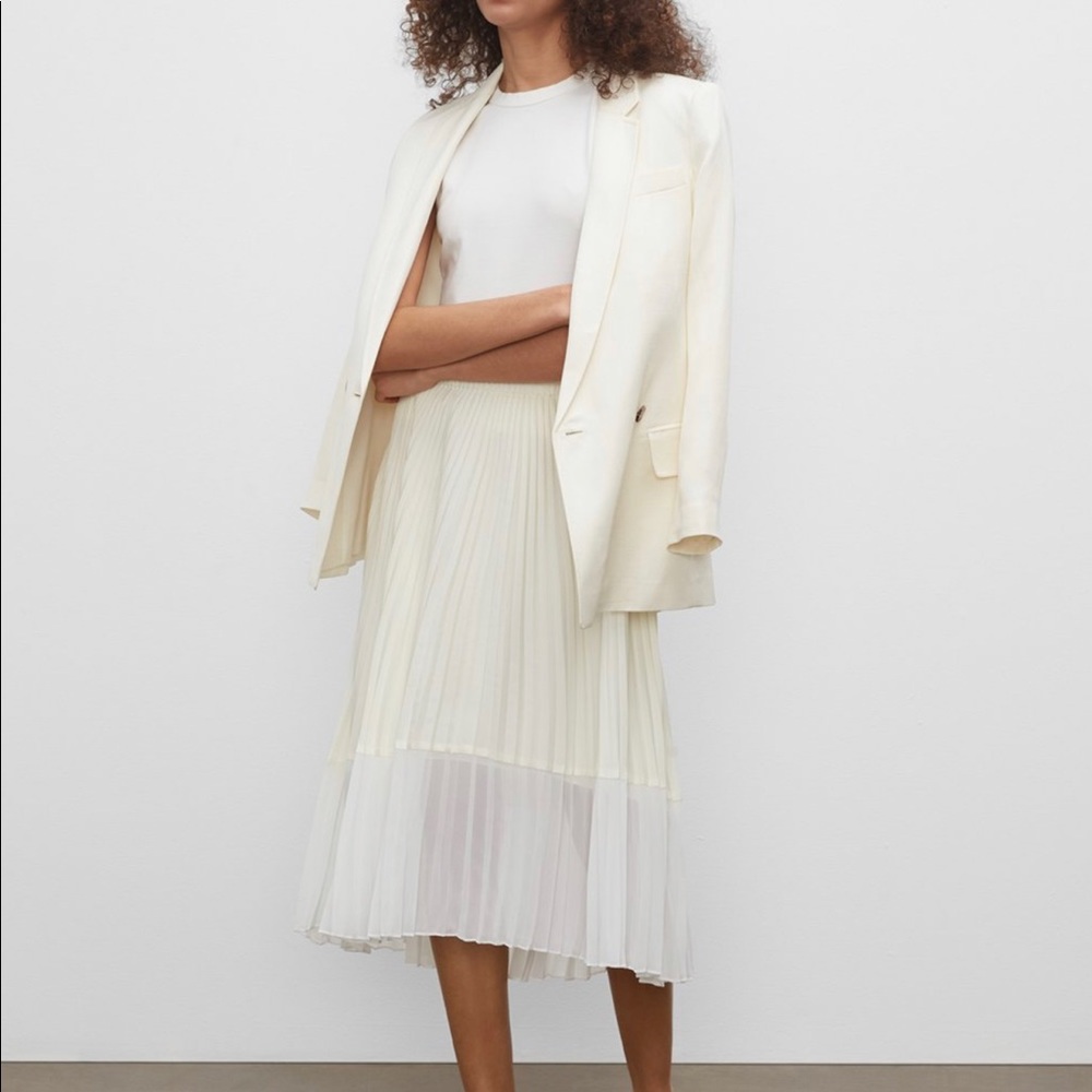 Club Monaco white colorblock pleated skirt